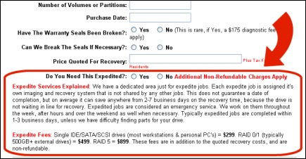 Expedited data recovery. The fastest data recovery service available. Get your data back in as little as 24 hours.